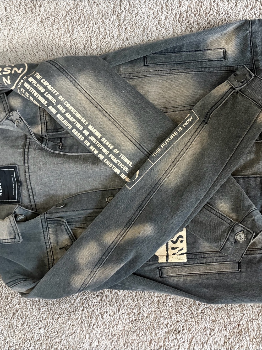 Men's Gray Washed Jeans Jacket - Brand: REASON